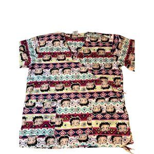 Nurse Medical Uniform Betty Boop Scrub Top Size XL